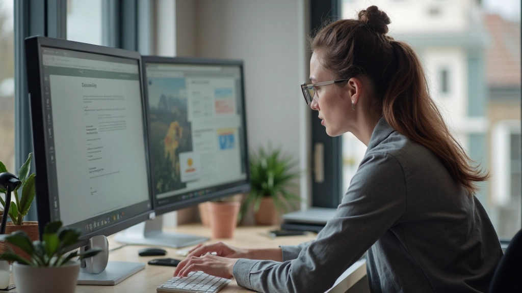 Close-up van een computer scherm met schermlezersoftware interface, met gebruiker die met toetsenbord navigeert
